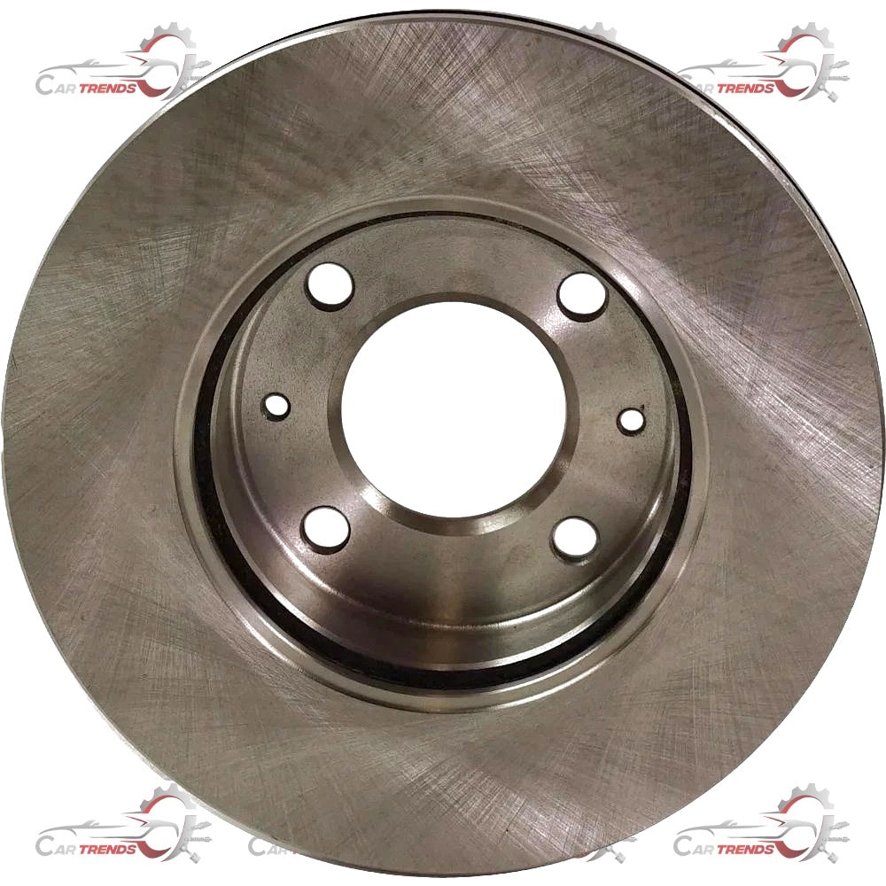 Hyundai CarTrends front brake disc for I10, showing a new round metal brake rotor with vented design.