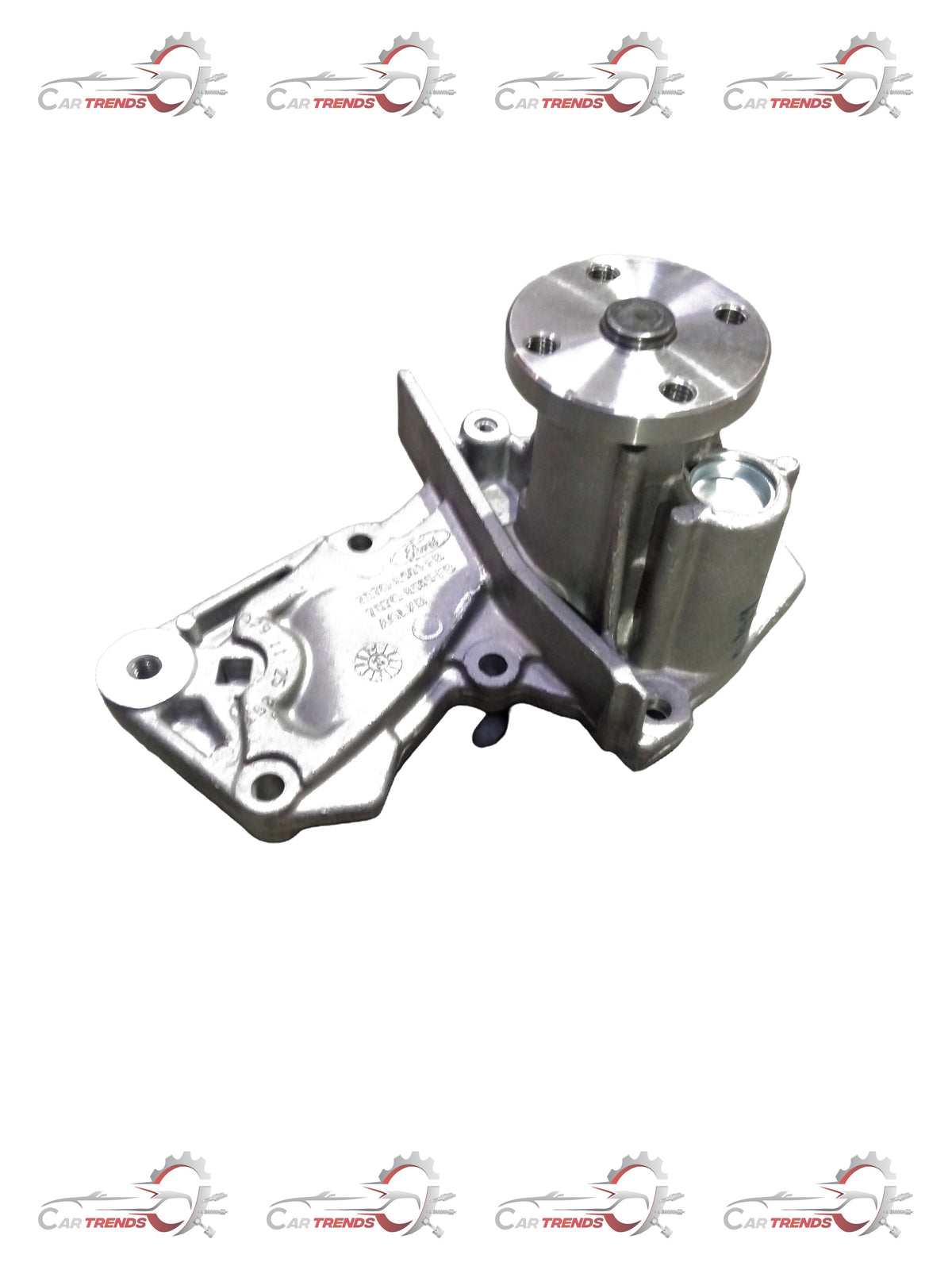 Ford water pump 7S7Z8501N, automotive part with metal and rubber components, shown in a close-up image.