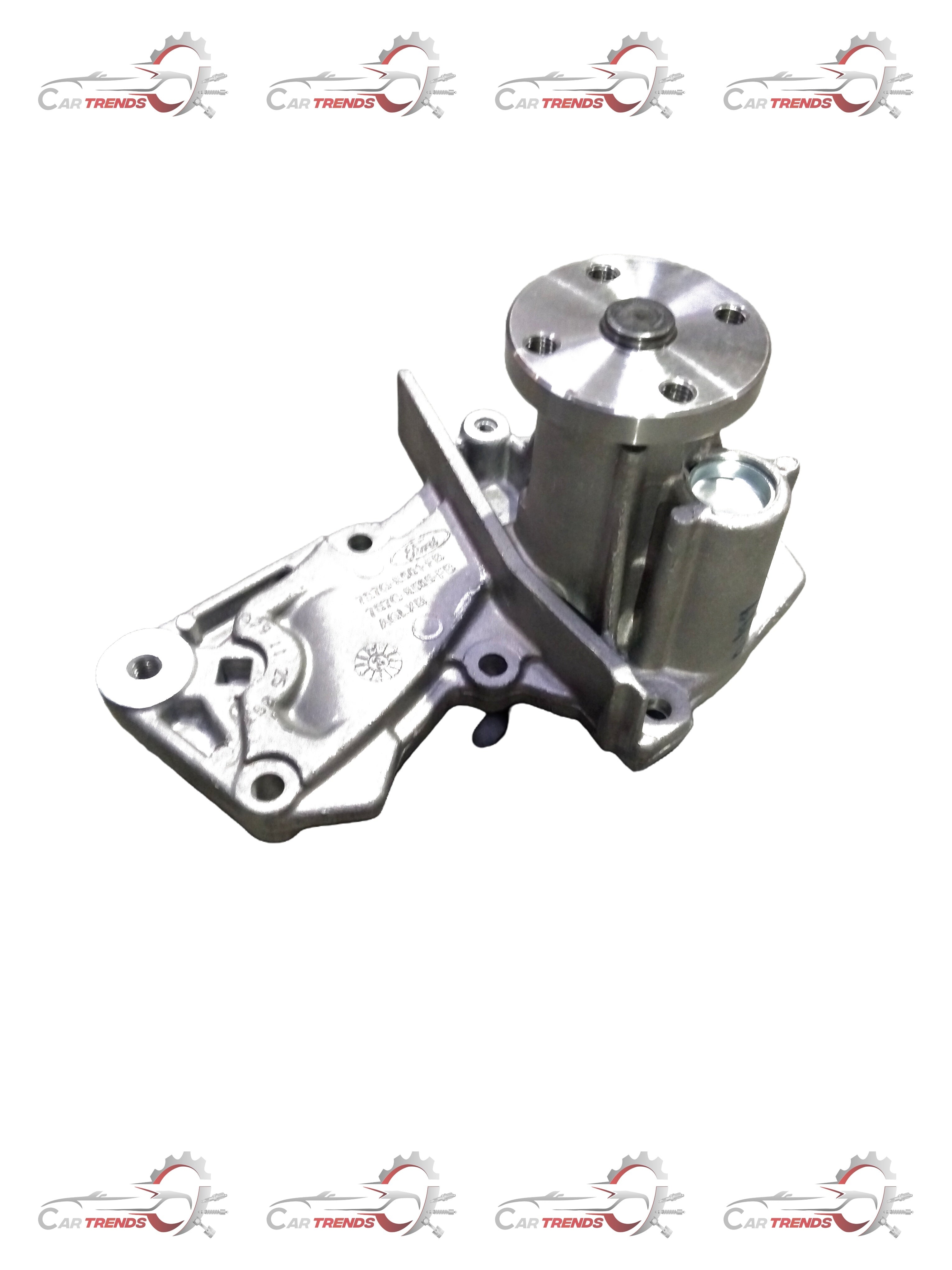 Ford water pump 7S7Z8501N, automotive part with metal and rubber components, shown in a close-up image.