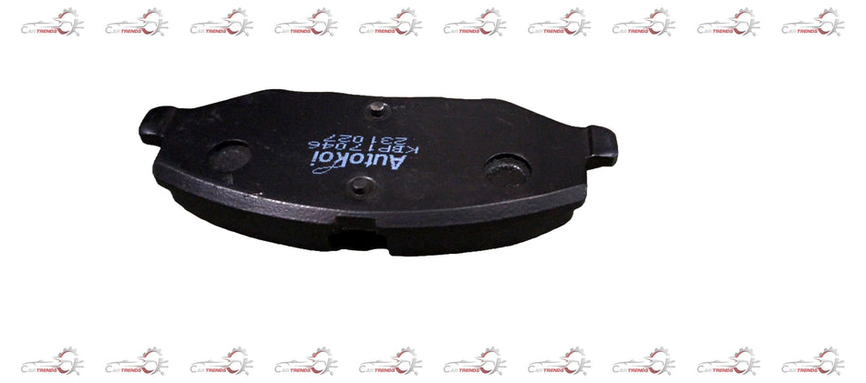 AUTOKOI brake pads and shoe KBPF17046 showing metal backing plates and friction material for vehicle braking system.