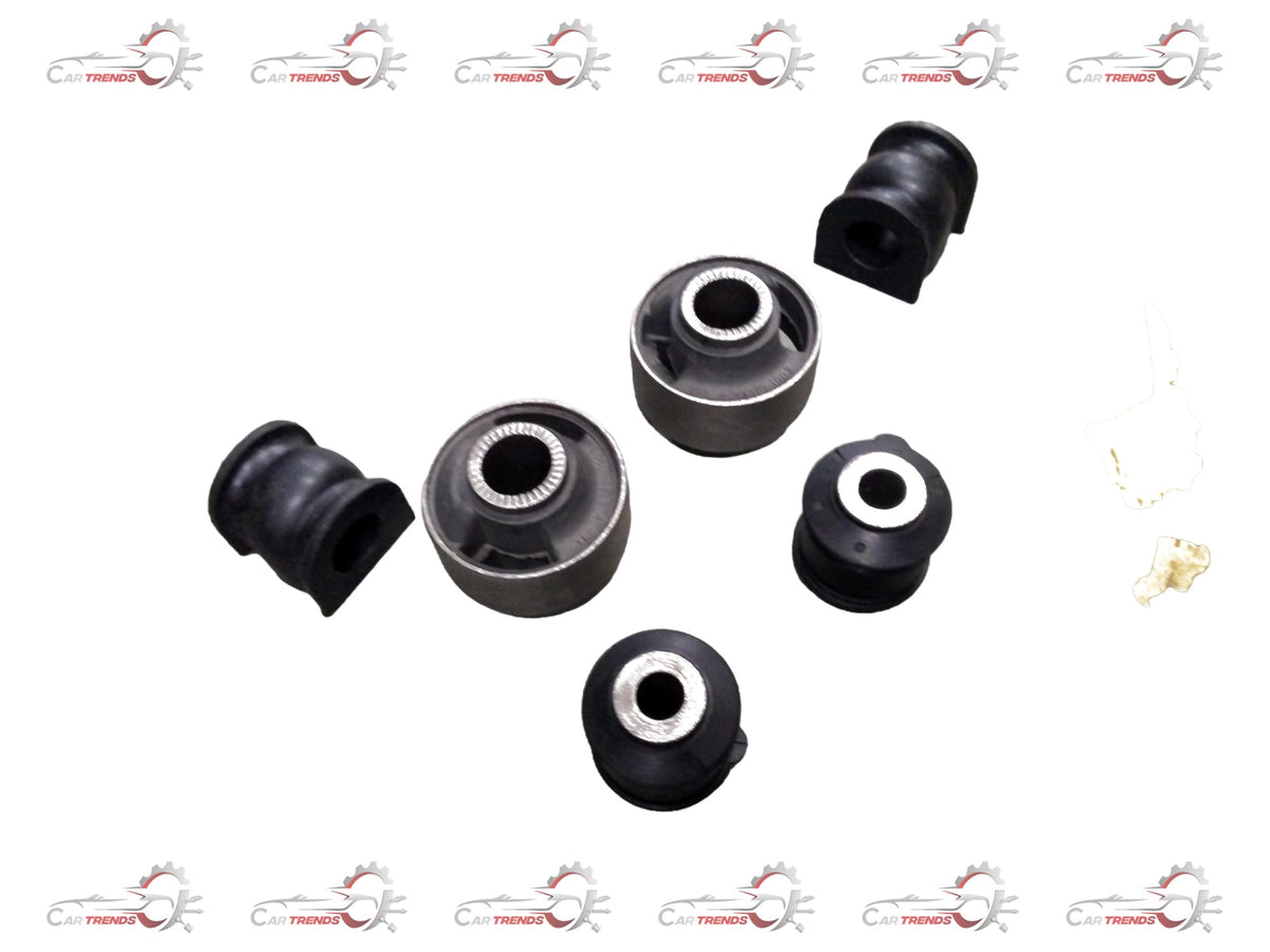AUTOKOI front suspension bush kit KRPF14104 showing rubber bushings and metal components for vehicle suspension repair.