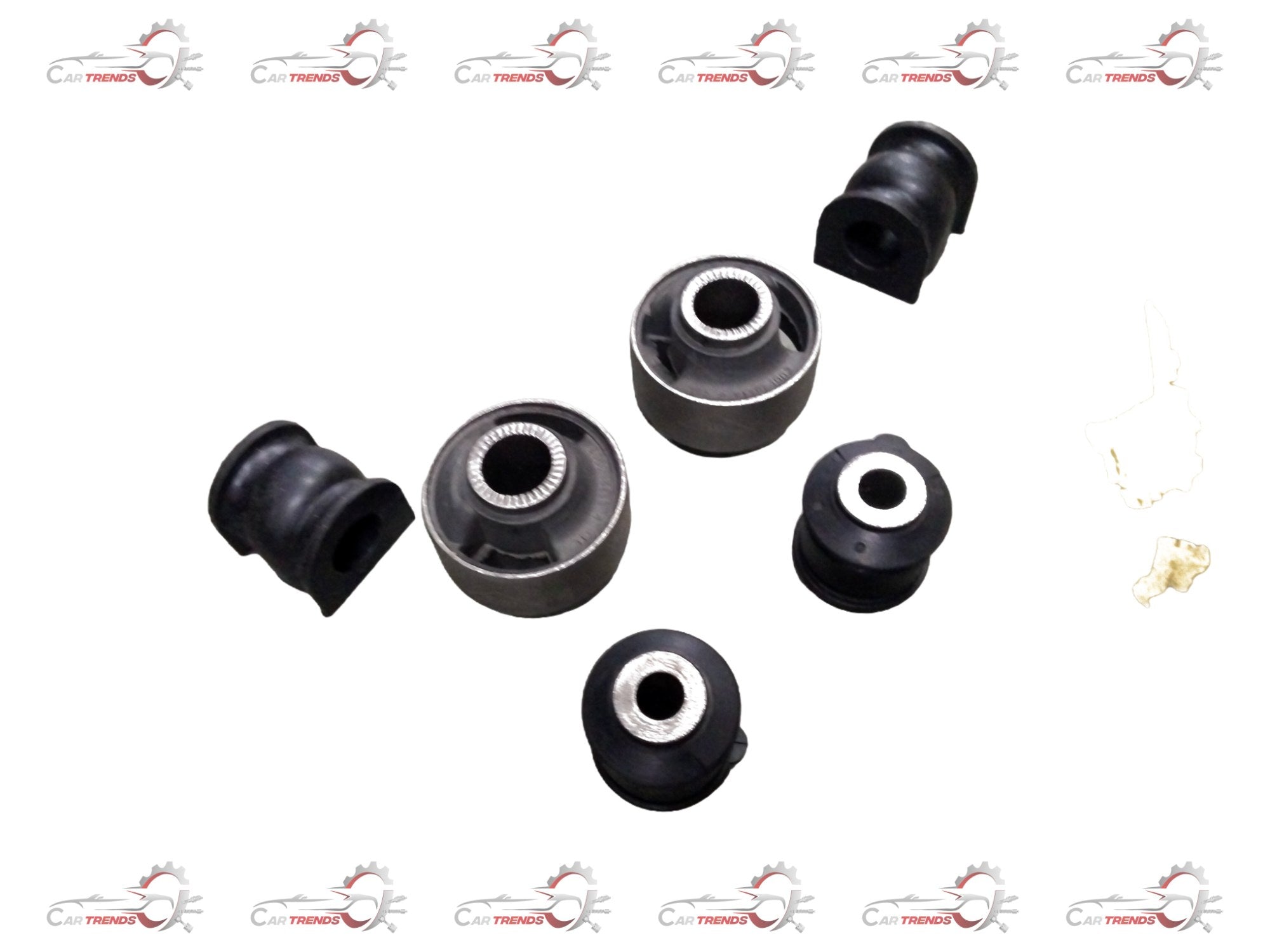 AUTOKOI front suspension bush kit KRPF14104 showing rubber bushings and metal components for vehicle suspension repair.