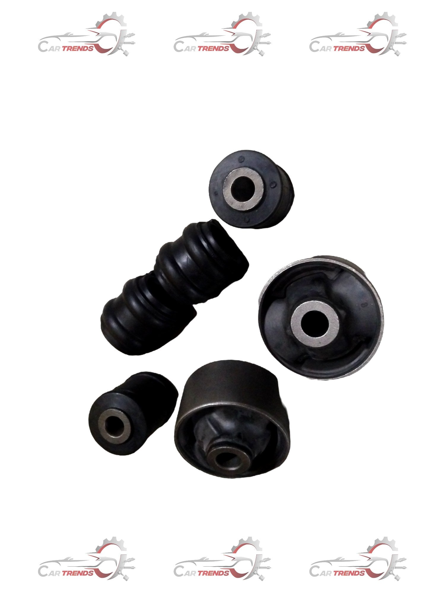 AUTOKOI front suspension bushing kit, KRPF14062, with close-up of rubber bushings and metal components for vehicle suspension repair