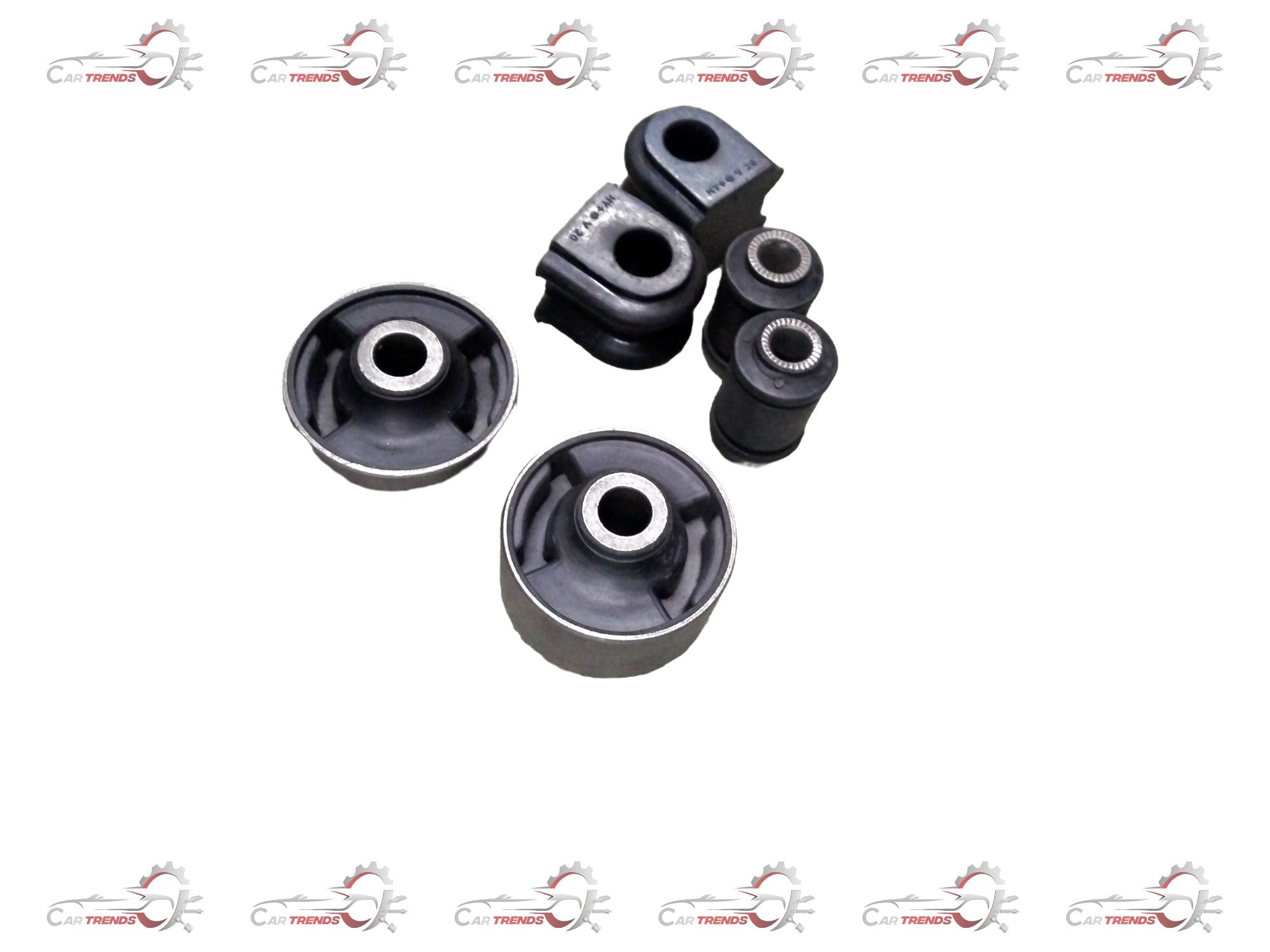 AUTOKOI front suspension bushing kit showing multiple black rubber bushings and metal components for vehicle suspension repair