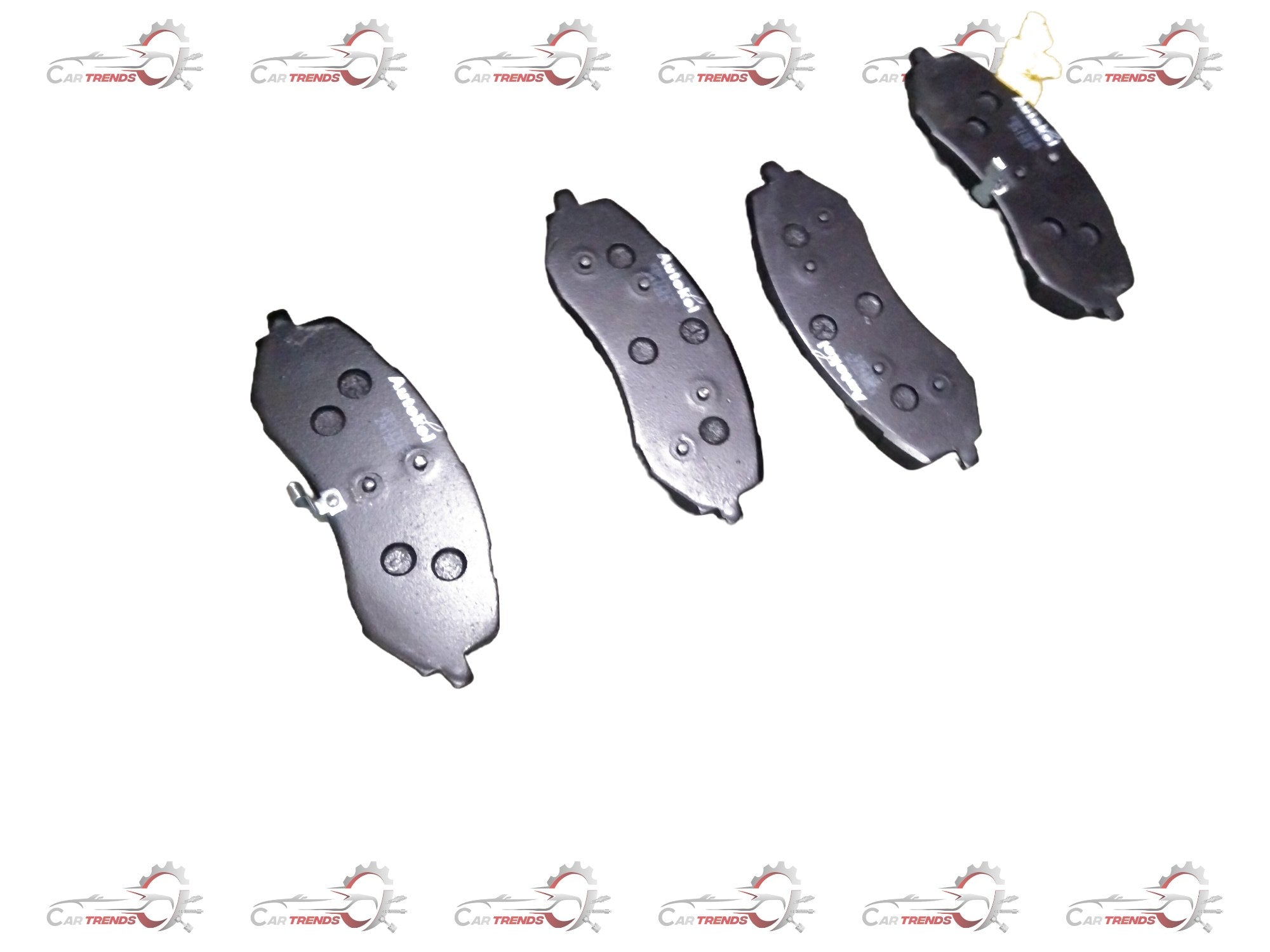 AUTOKOI brake pads and shoe KBPF17025 showing the set's metal backing plates and friction material for vehicle braking system.