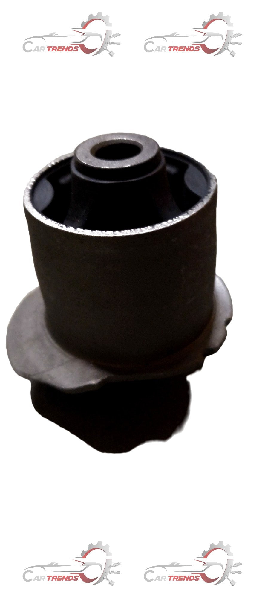 AUTOKOI TRELLING ARM BUSH for ETIOS, close-up of black metal automotive suspension component with mounting points