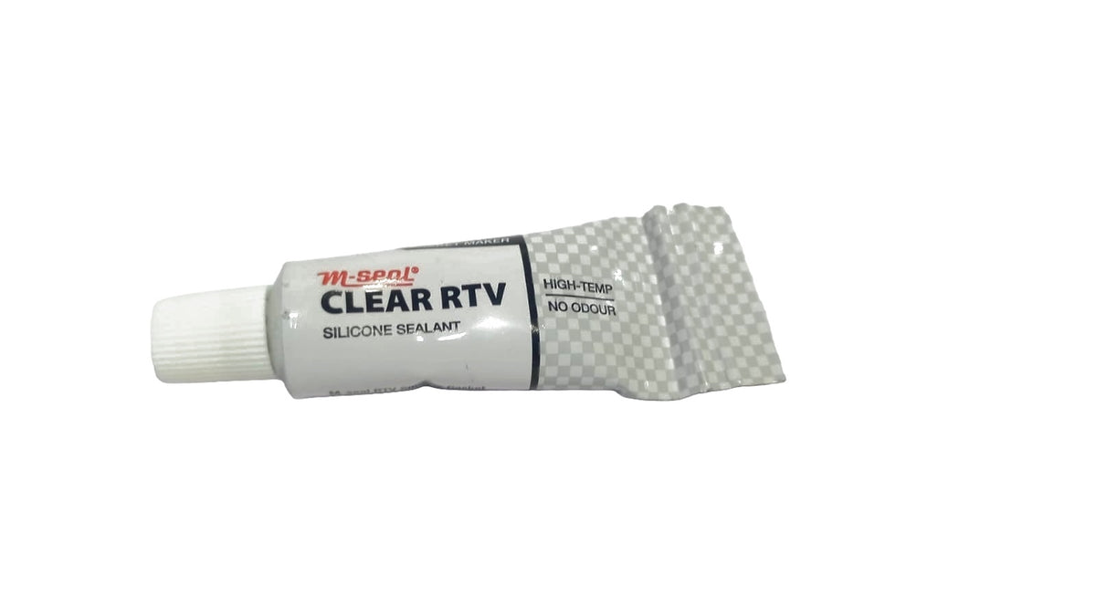 Pidilite M Seal Clear RTV silicone sealant in a 10g tube, used for waterproofing and sealing applications.