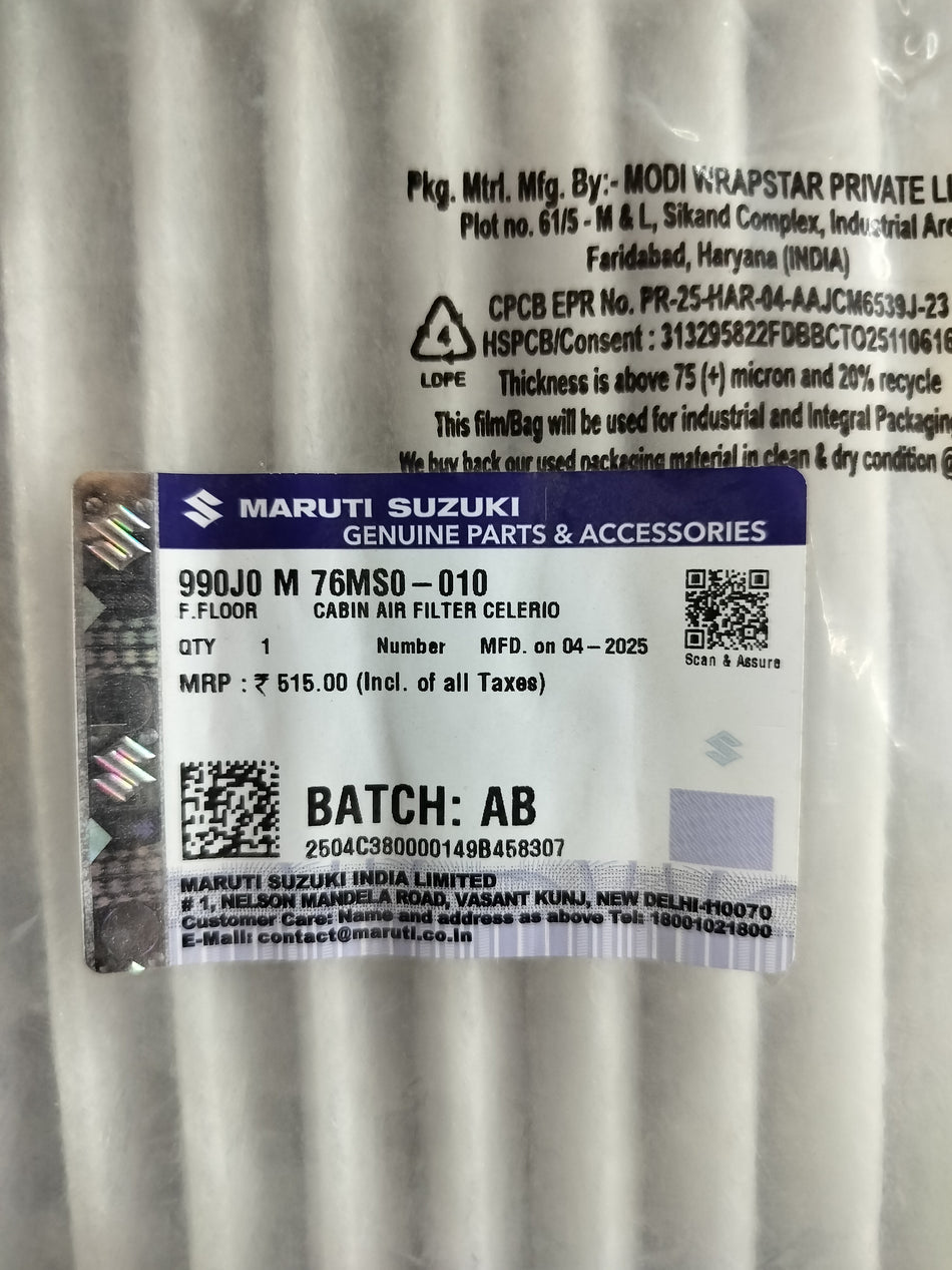 AC FILTER CELERIO 990J0M76MS0010