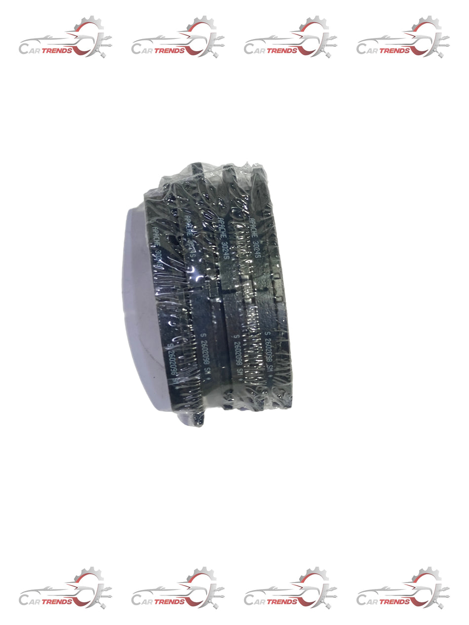 Front brake pad for Honda Type 7 by TVS, showing the black brake pad with mounting holes and friction surface.