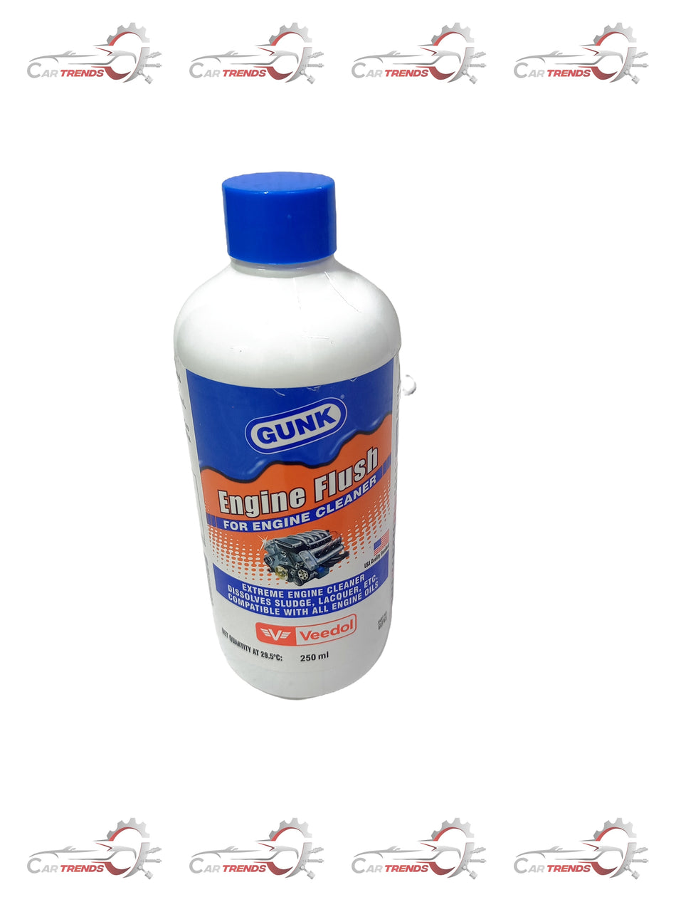 Veedol Engine Flush 250ml bottle with label, used for cleaning car engine components during oil change.