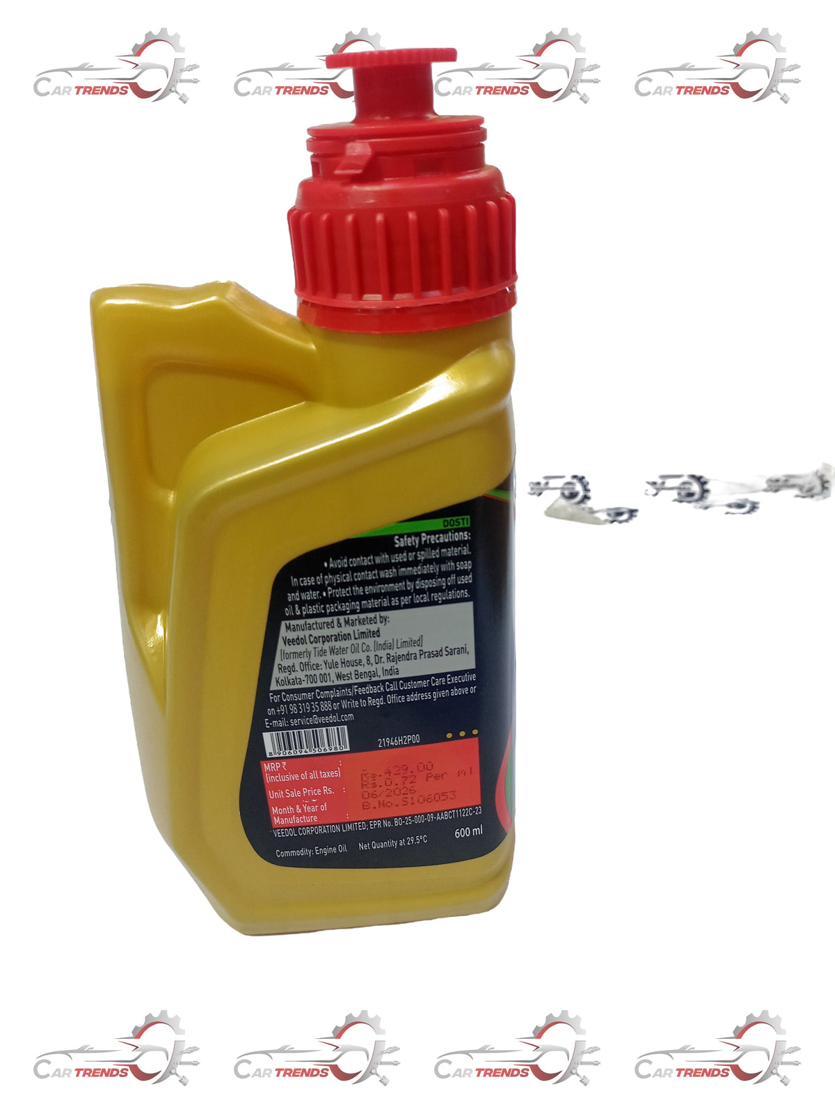 Veedol 600ml bottle of engine oil 5W-30 with label displaying product details and branding on a plain background.