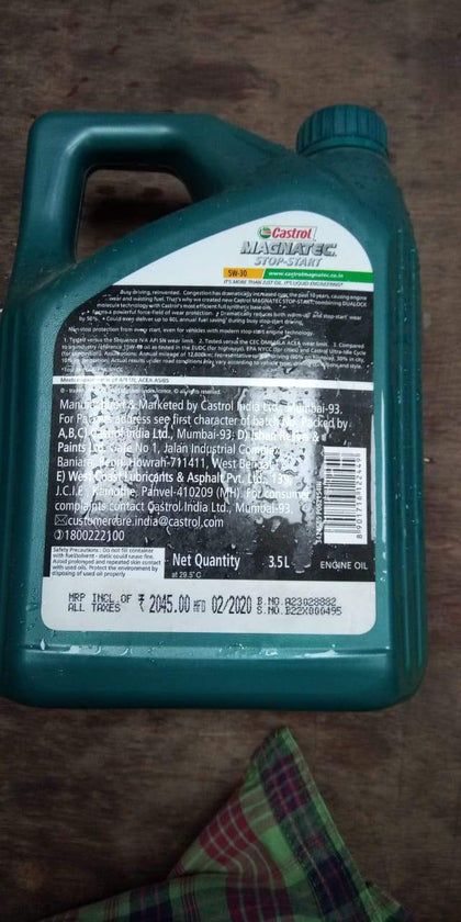Castrol 5W30, 3.5ltrs engine Oil