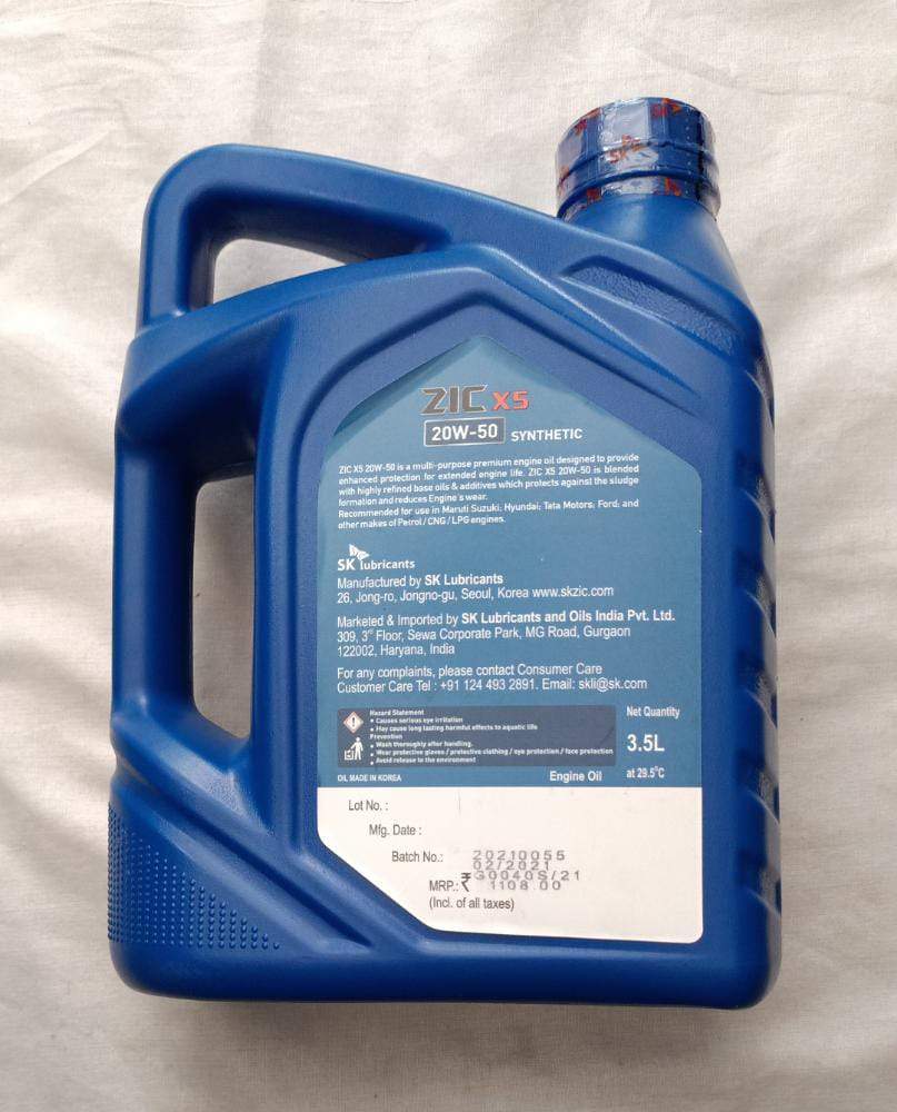 ZIC 20W50 3.5 Ltrs   Engine Oil 20W50 3.5 Ltrs Pack Size