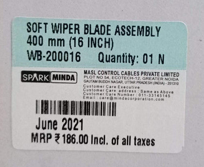 WB200016  Wiper Blade 16 Inches (Soft Blade)