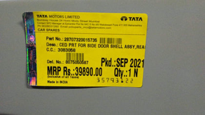 28707320015735    Door Tata Hexa Rear  Left Side