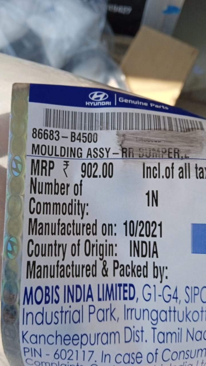 86683B4500 Rear Bumper Moulding I 10 Grand New Model Spare Parts