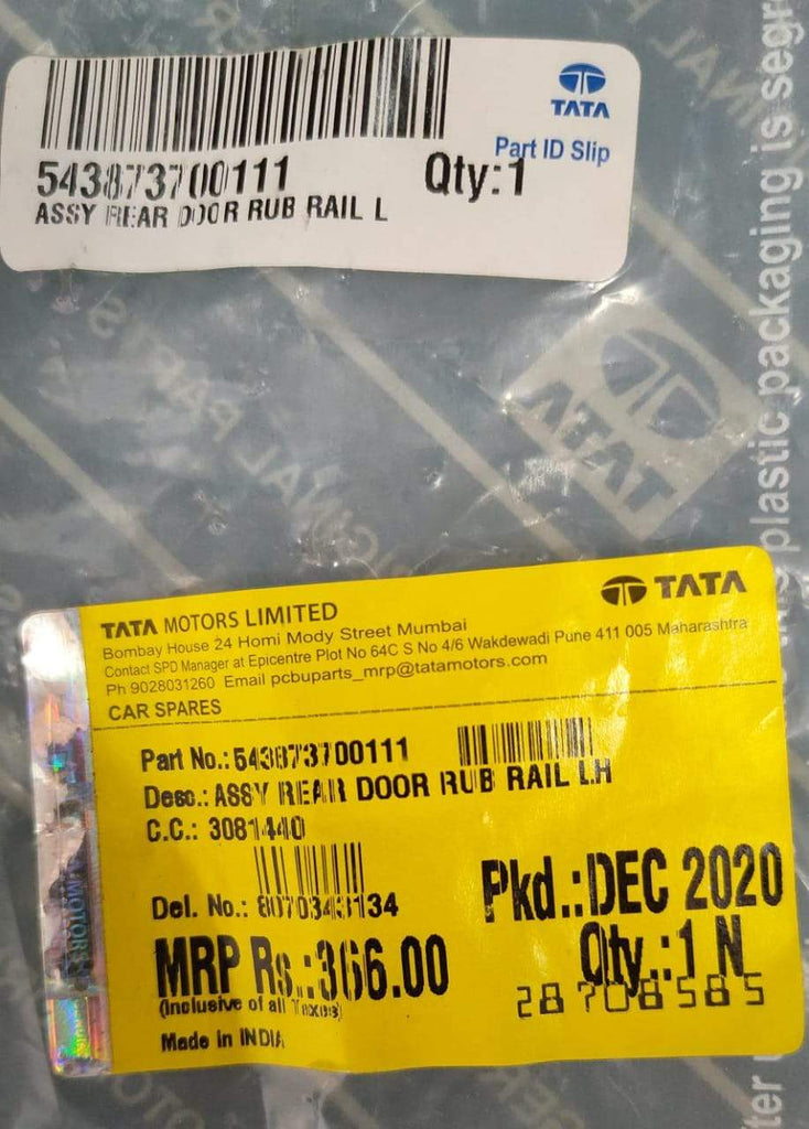 543873700111 Door Moulding Nexon Rear Left Side Spare Parts