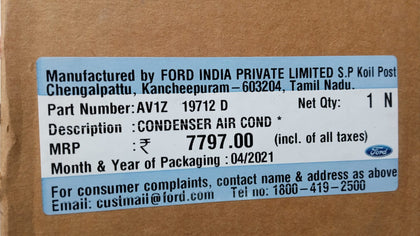 AV1Z19712D   Condensor Ecosports Petrol l