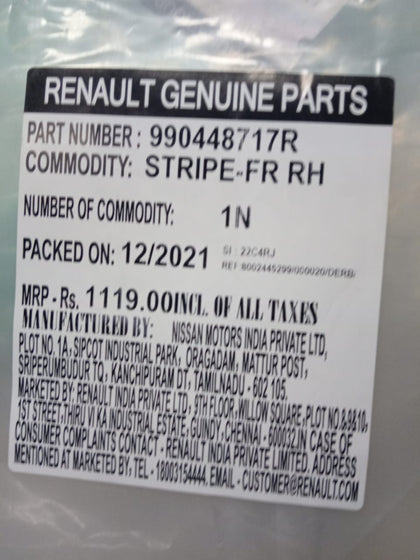 990448717R Door Tape Kwid Front Right Side Spare Parts
