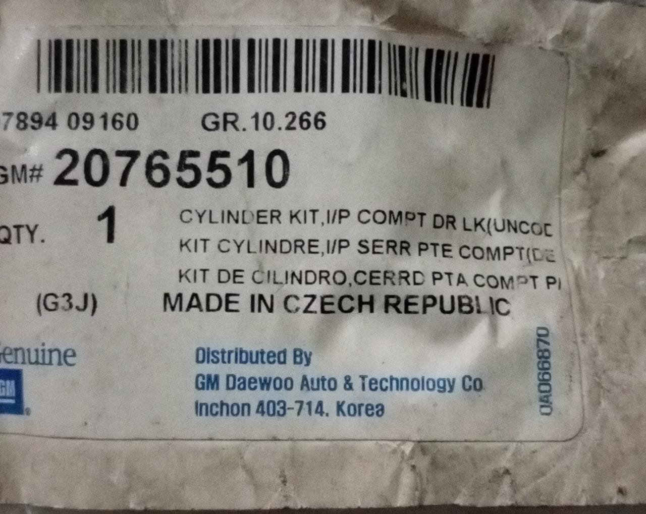 Ip Compartment Door Lock Cruze J20765510 Spare Parts