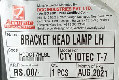 HDDCT7HLBL  Head Lamp Bracket Honda Type 7 Left Side