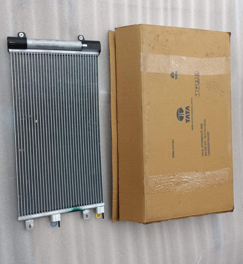 CarTrends air conditioning condenser for Tata Nexon, automotive spare part with metal fins and connections visible in the image.