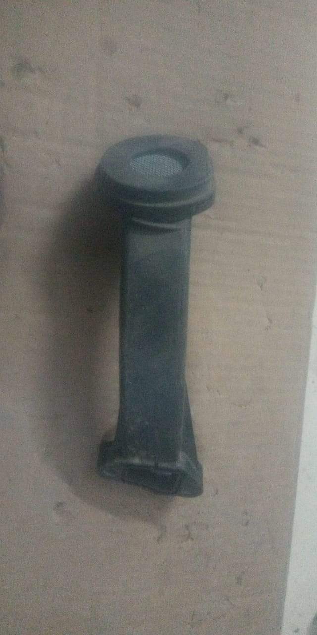 CarTrends oil pump suction pipe spare part for engine, showing the black plastic pipe with connectors and fittings.