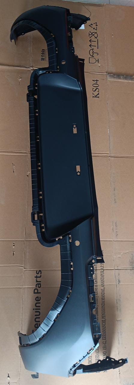 Rear bumper for Kia Sonet by CarTrends, spare parts image showing the black plastic bumper with mounting points.