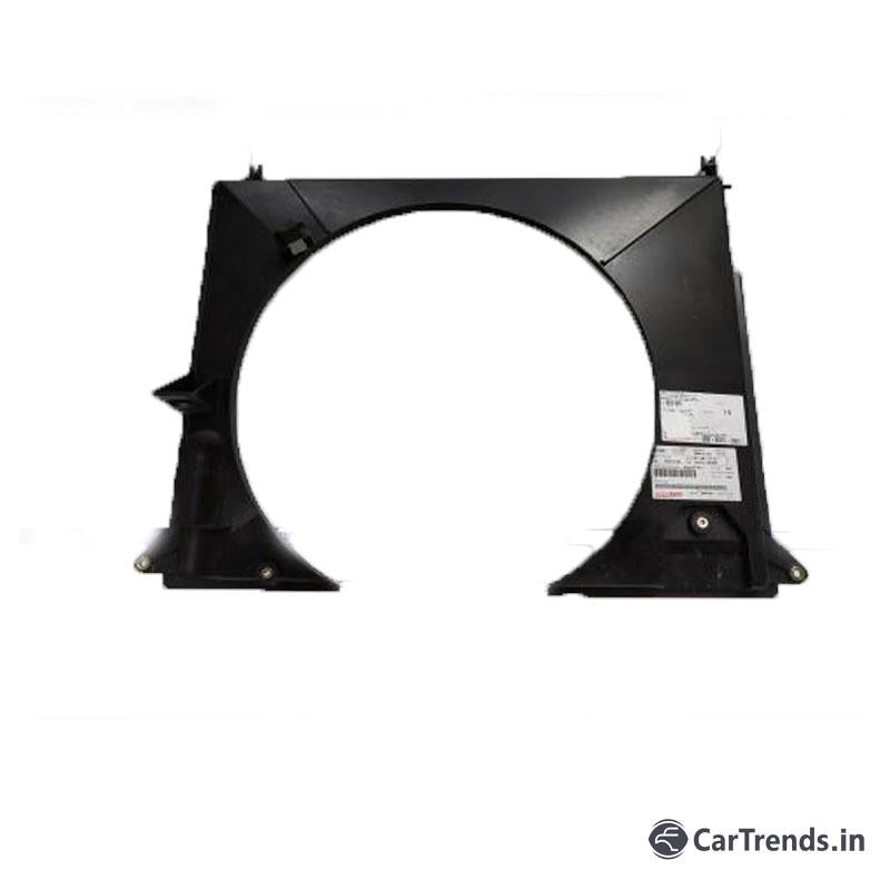 CarTrends Toyota Fortuner shroud fan, spare part, showing the black plastic fan shroud with mounting points and ventilation openings.