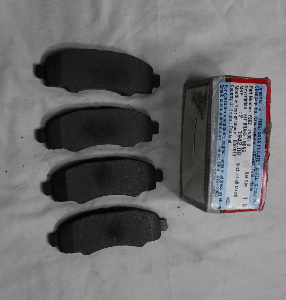 CarTrends brake pad for Ford Fiesta, Figo, and Ikon, showing the replacement spare part with metal backing and friction surface.