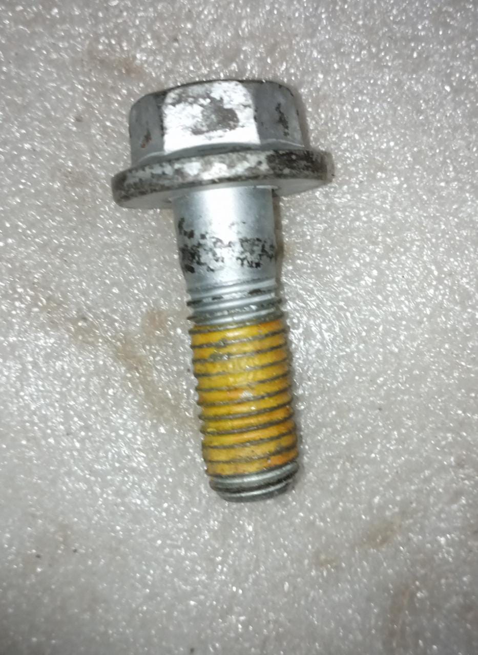 Front brake caliper bolt for Chevrolet Cruze by General Motors, essential component for brake assembly.