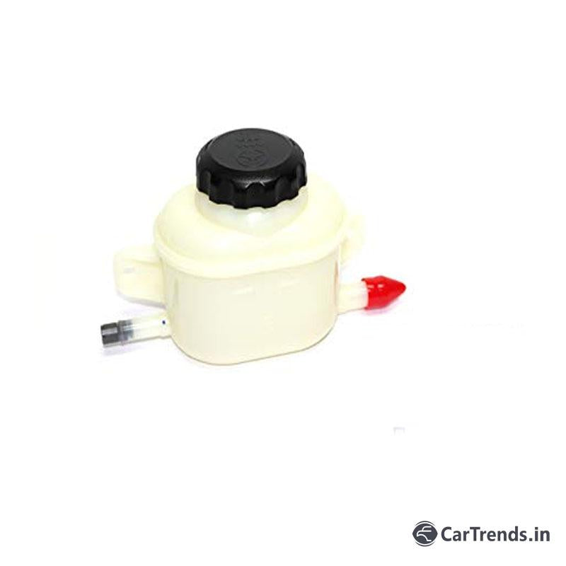 Chevrolet Optra power steering fluid reservoir bottle by General Motors, showing the black plastic container with cap.