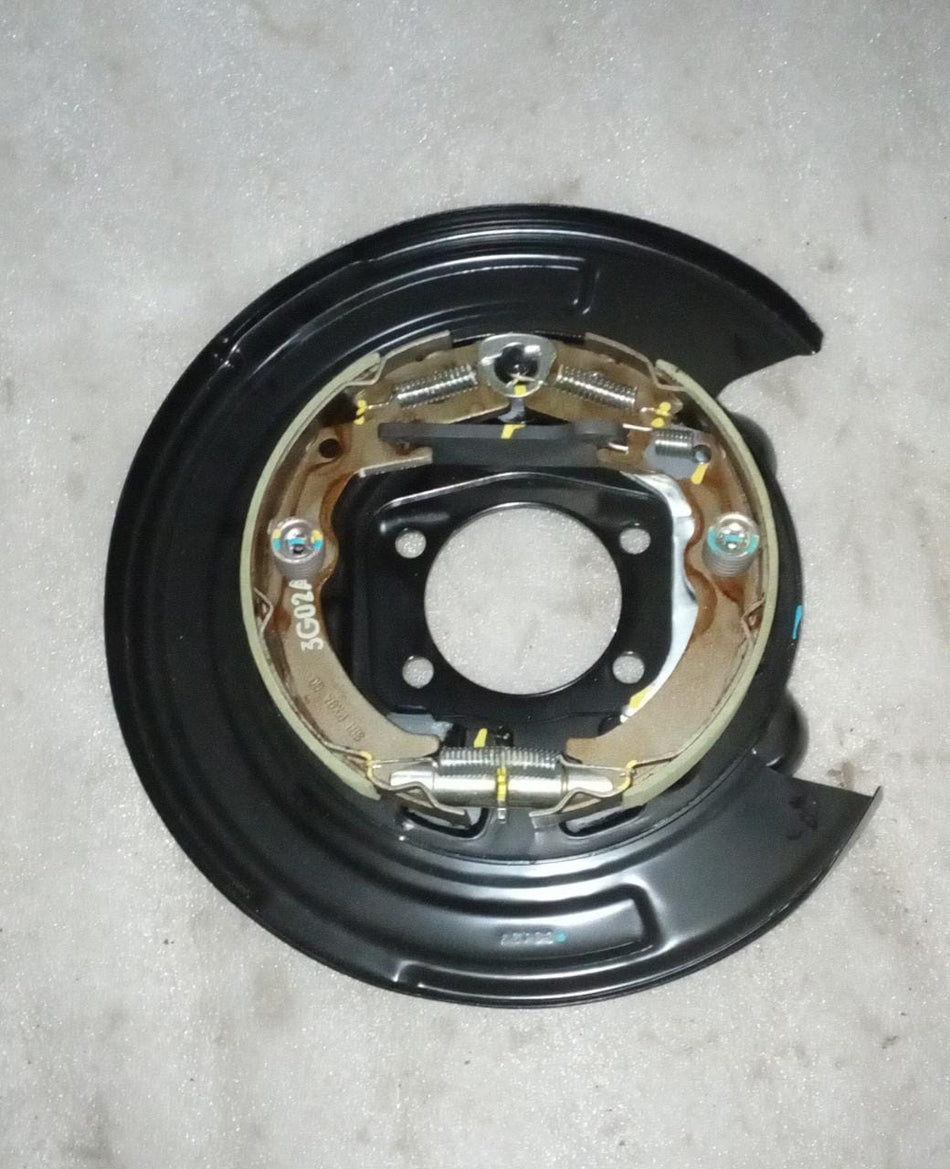 Rear left parking brake for Chevrolet Optra by General Motors, showing the brake component mounted on the vehicle's rear side.