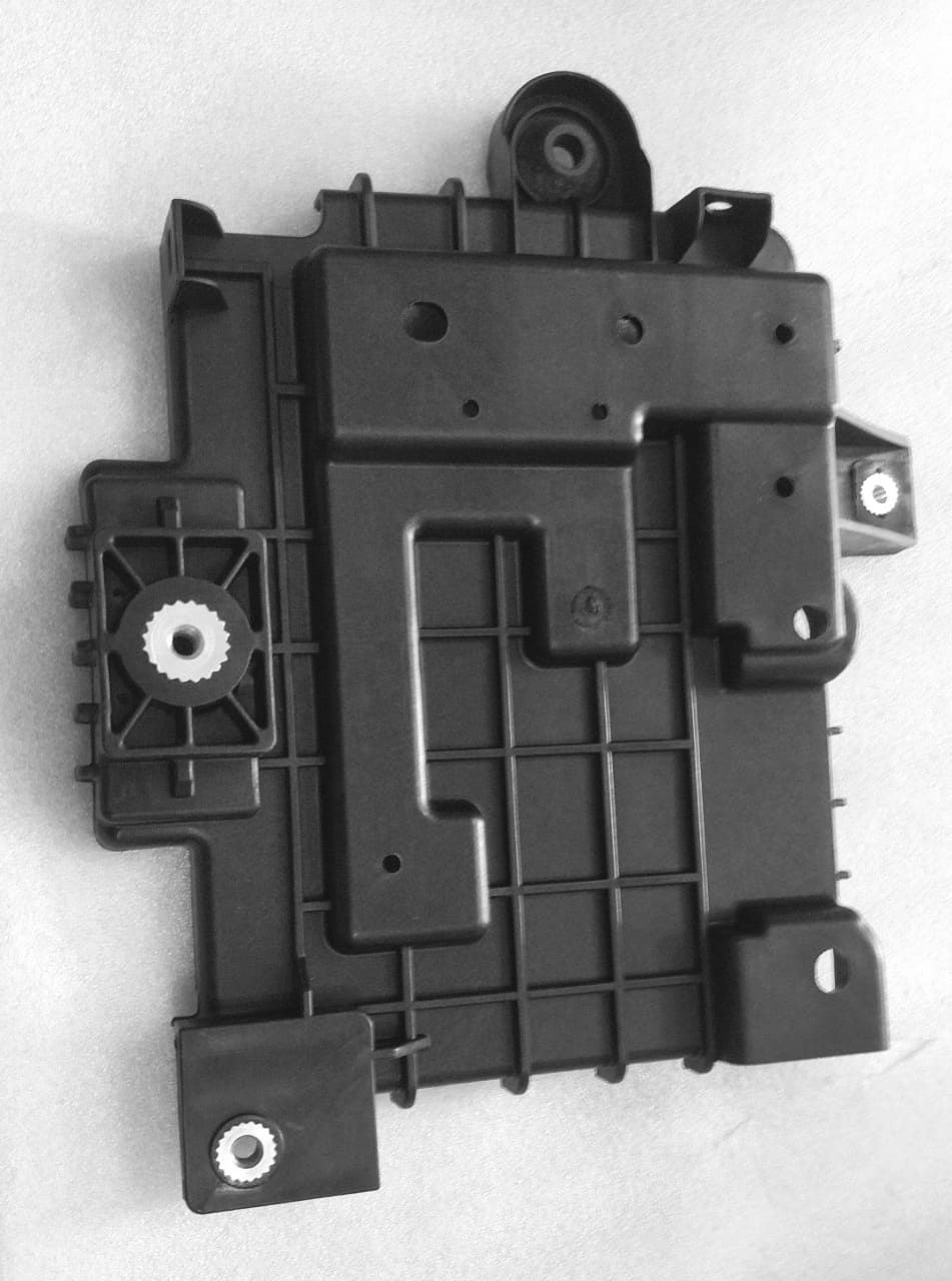 Hyundai Grand i10 and Xcent battery tray with part number 37150B4100, black plastic automotive component.