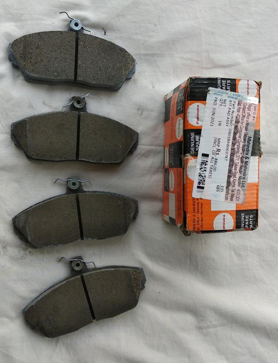 Mahindra Kit Pad Assembly 0603BAB0037KT, automotive component for Mahindra vehicles, shown in the image.